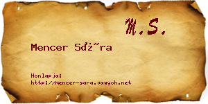 Mencer Sára névjegykártya